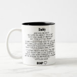 Letter From Baby Bump To Daddy To Be Christmas Two-Tone Coffee Mug<br><div class="desc">1st Christmas New Daddy To Be Christmas Ornament, Cute Christmas Pregnancy Announcement, New Baby Christmas Ornament, daddy are you ready? my life is about to start. can you hear it beating? my tiny little heart. I can't wait for you to hold me so I can lay down on your chest....</div>