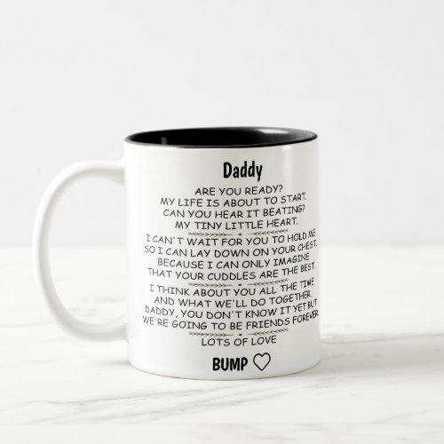 Letter From Baby Bump To Daddy To Be Christmas Two_Tone Coffee Mug