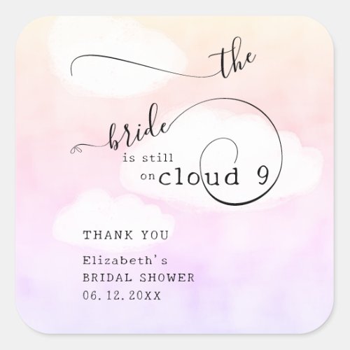 Letter from Cloud 9 Humor Bridal Shower Thank You Square Sticker