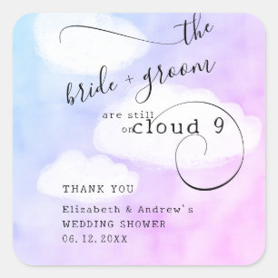 Letter from Cloud 9 Humor Wedding Shower Thank You Square Sticker
