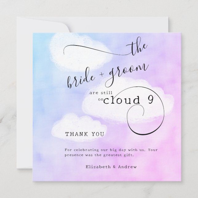 Letter from Cloud 9 Humorous Casual Wedding Shower Thank You Card (Front)