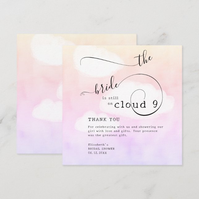 Letter from Cloud 9 Humorous Pink Bridal Shower Thank You Card (Front/Back)