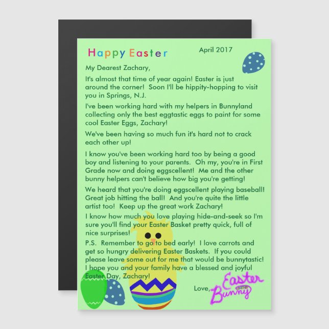 Letter from Easter Bunny Chick Egg Magnetic (Front/Back)