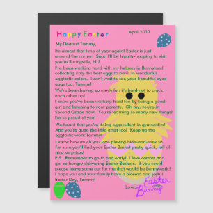Letter from Easter Bunny Pink Yellow Chick Egg