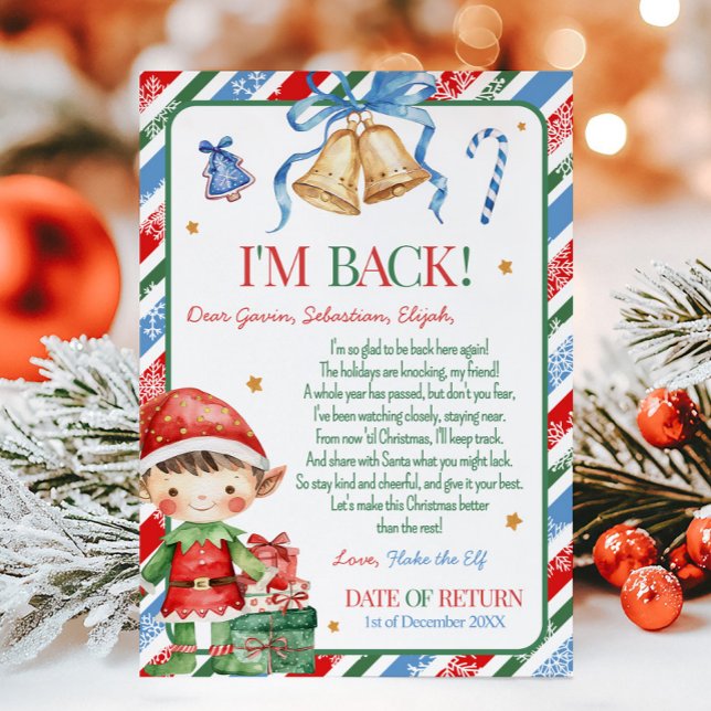 Letter from Elf Christmas Boy Letter Card (Letter from Elf Christmas Dark Brown Hair Light Boy Letter Card )