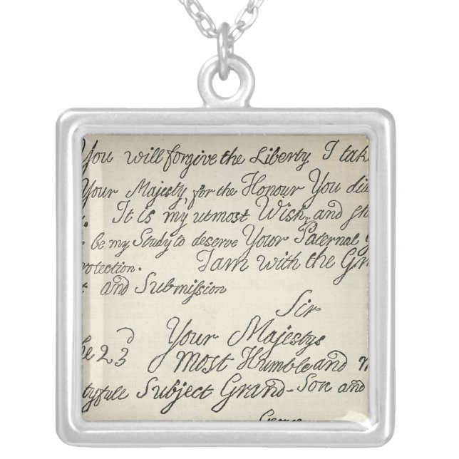 Letter from George III to his grandfather the Silver Plated Necklace (Front)