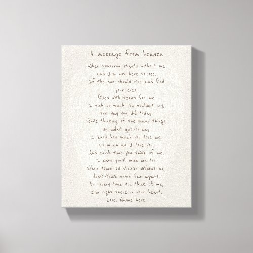 Letter from Heaven _ In Loving Memory Heaven Poem Canvas Print