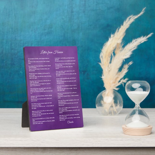 Letter From Heaven - Personalize with Pet's Name Plaque (Side)