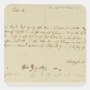 Letter from Mozart to a freemason, January 1786 Square Sticker