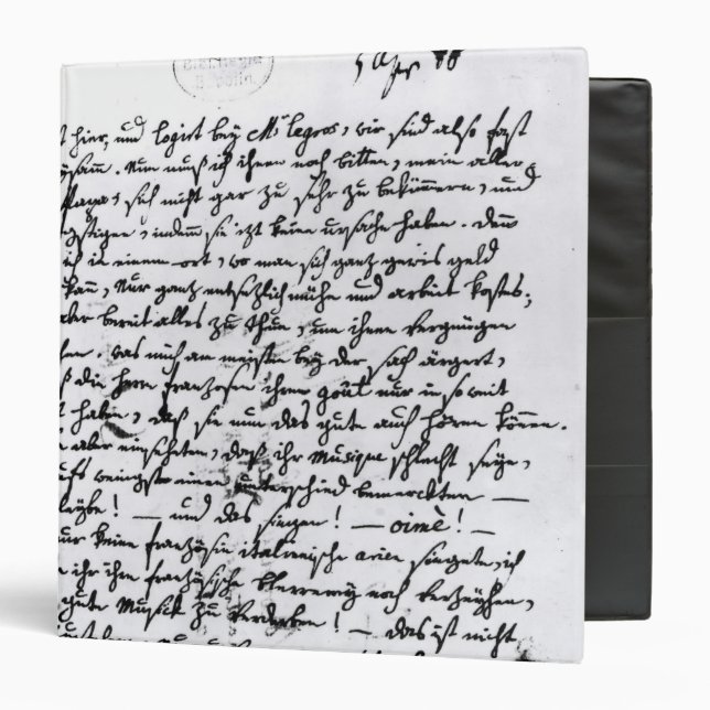 Letter from Mozart to his Father, 5th April 3 Ring Binder (Front/Inside)