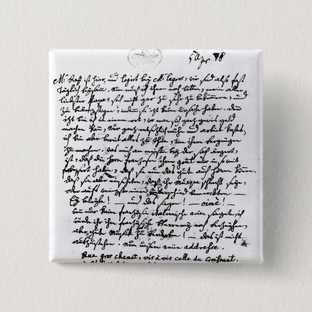 Letter from Mozart to his Father, 5th April Button (Front)