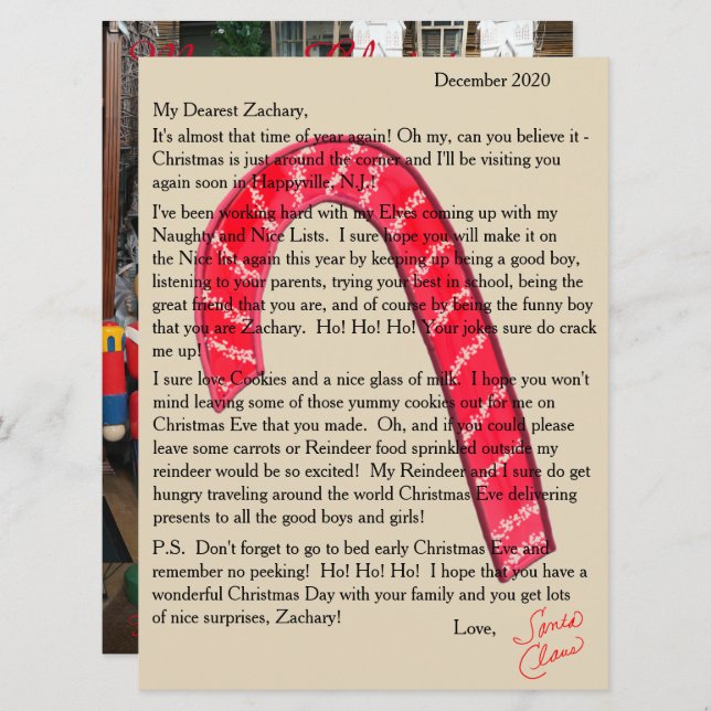 Letter from Santa Candy Cane Nutcrackers Holiday Card (Front/Back)