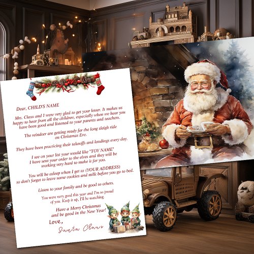 Letter from Santa Claus Elves Stockings Garland