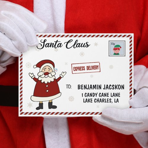 Letter from Santa Claus express delivery elf stamp Envelope