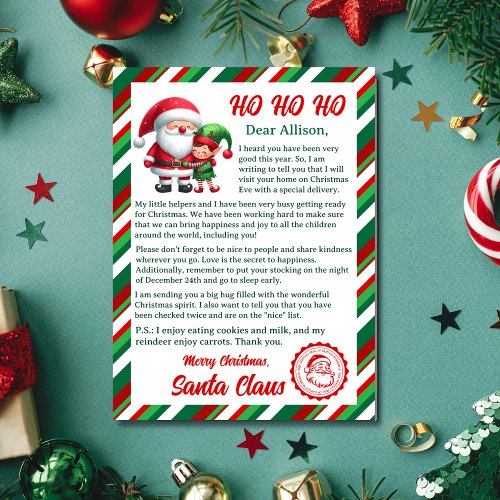 Letter From Santa Claus  Holiday Card