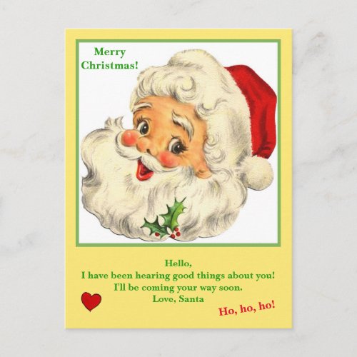 Letter from Santa Claus on  cute Postcard