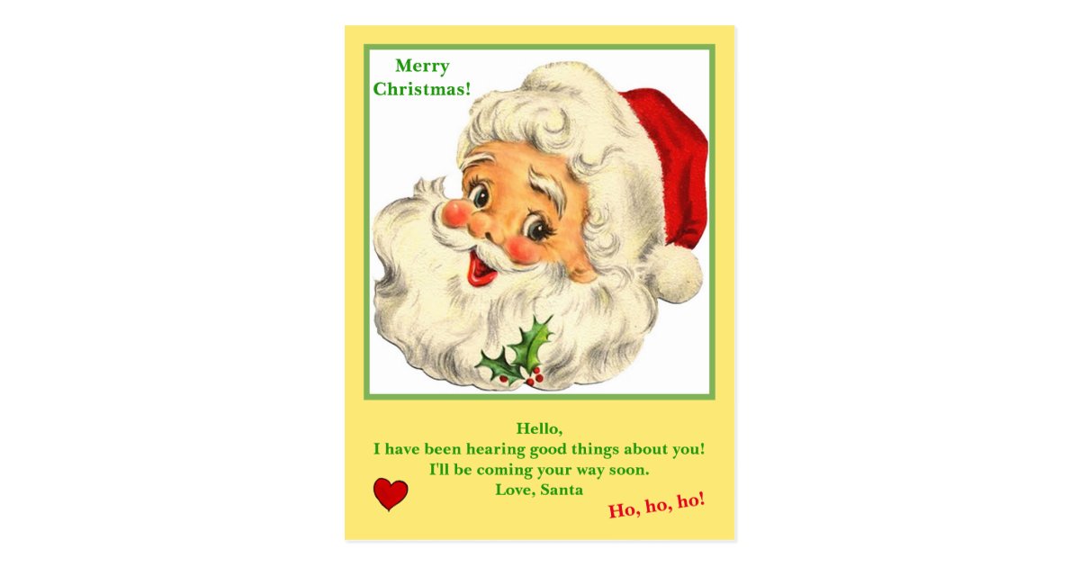 Letter From Santa Claus On Cute Postcard Zazzle Com
