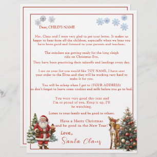 Letter from Santa Claus Snowflakes Reindeer