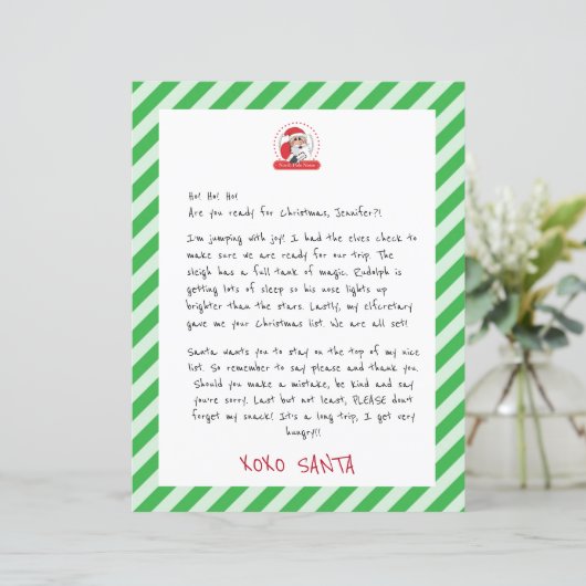 Letter From Santa Claus To Kids Green Stripe (Standing Front)