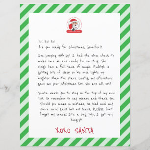 Letter From Santa Claus To Kids Green Stripe