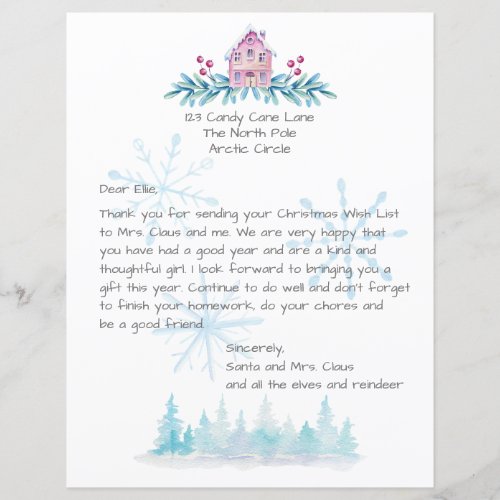 Letter from Santa Claus Watercolor Snow