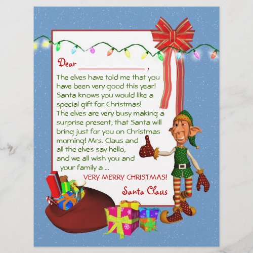 Letter from Santa  _ Elf and toys Letterhead