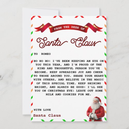 Letter from Santa Invitation