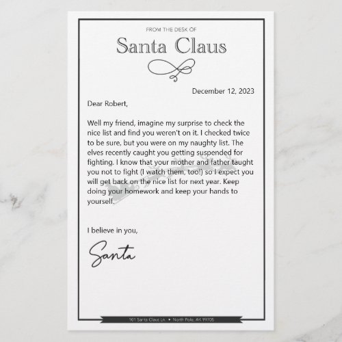 Letter From Santa Naughty Editable