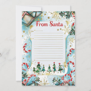 Letter from Santa Pastel Blue & Gold Stars Invitation