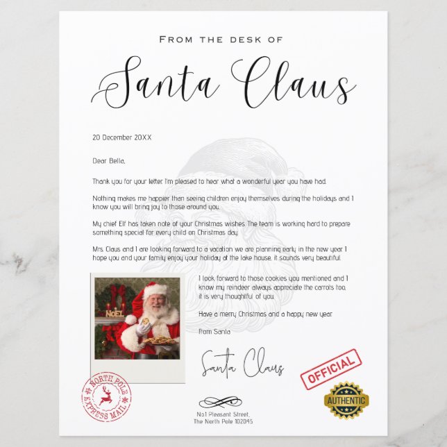 Letter from Santa Personalized Christmas Fun (Front)