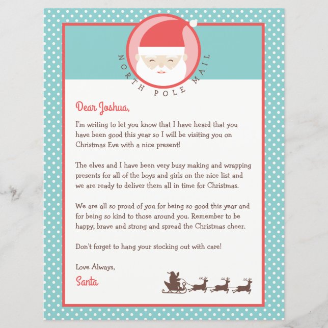 Letter From Santa Personalized & Coloring Page (Front)