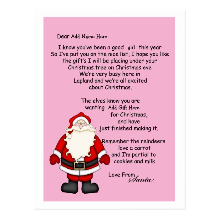 Letter Santa Postcard