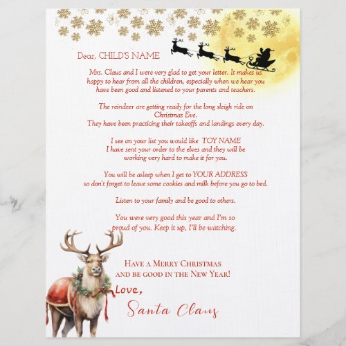 Letter from Santa Reindeer Christmas Tree