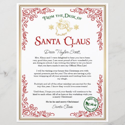 Letter from Santa Santa letter for kids