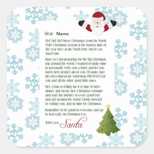 Letter from Santa Square Sticker