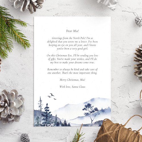 Letter from Santa to baby Blue Christmas Winter  Holiday Card