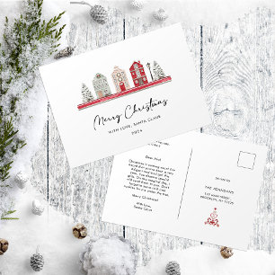 Letter from Santa to baby Christmas Cute Houses Postcard