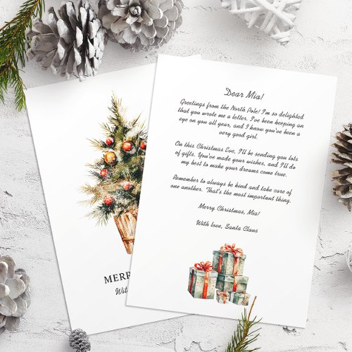 Letter from Santa to baby Christmas Tree Holiday Card