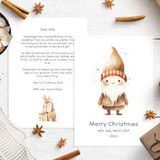 Letter from Santa to baby Cute Beige Boho Holiday Card