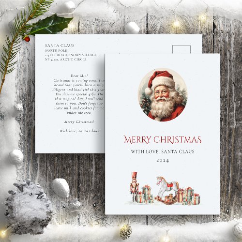 Letter from Santa to baby Cute Red Green Postcard