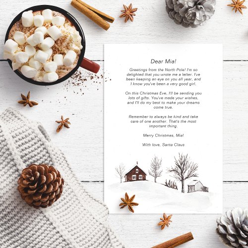 Letter from Santa to baby Monochrome Winter  Holiday Card