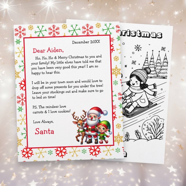 Letter from Santa with Coloring Page on the Back (Creator Uploaded)