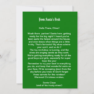 Letter from Santa's desk Invitation