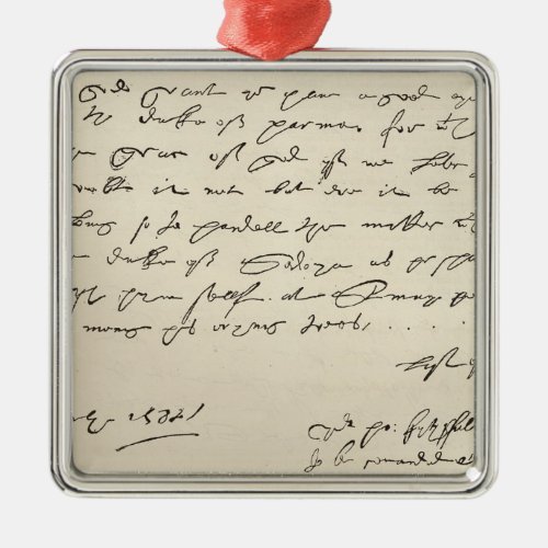 Letter from Sir Francis Drake Metal Ornament