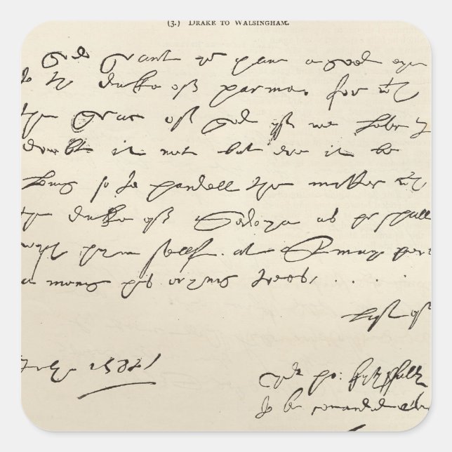 Letter from Sir Francis Drake Square Sticker (Front)