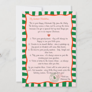 Letter from the Christmas Elf North Pole Deed List Invitation