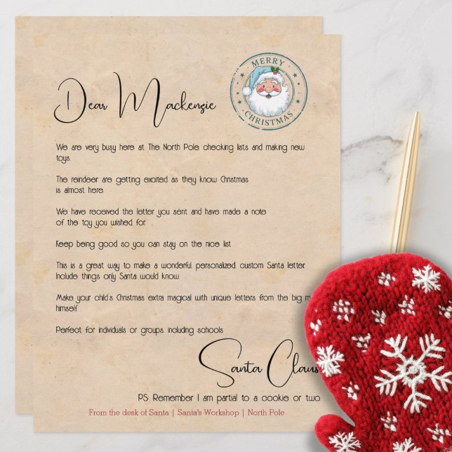 Letter From the Desk of Santa Personalized (Letter From the Desk of Santa Personalized and signed by the big man himself. Created by Ricaso elf.)