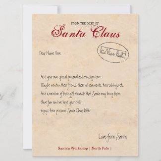Letter From The Desk Of Santa Personalized