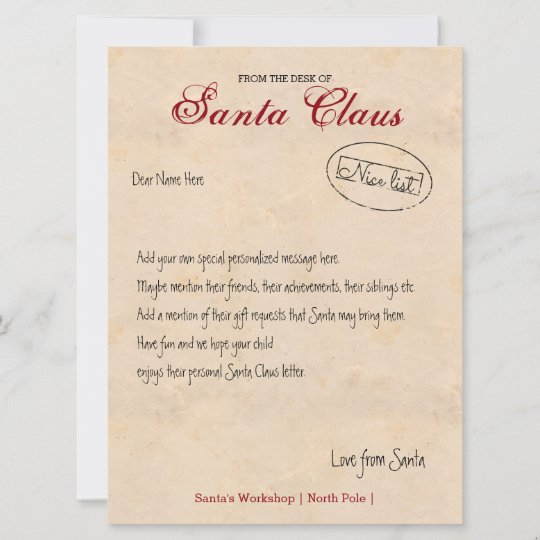 Letter From The Desk Of Santa Personalized Invitation | Zazzle.com