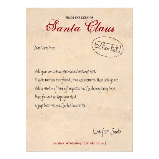 Letter From The Desk Of Santa Personalized Invitation | Zazzle.com